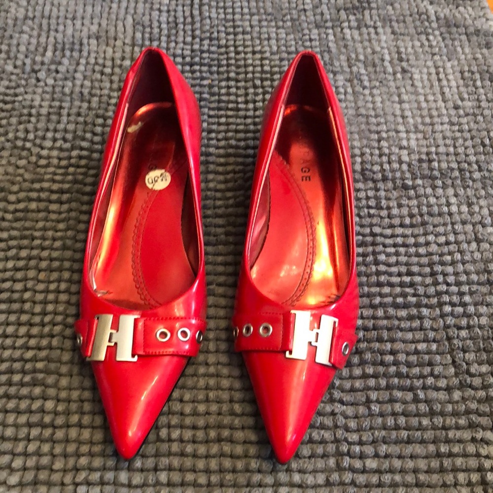 Rampage Red Mini-Heel with Silver Buckle. Size 8.5.